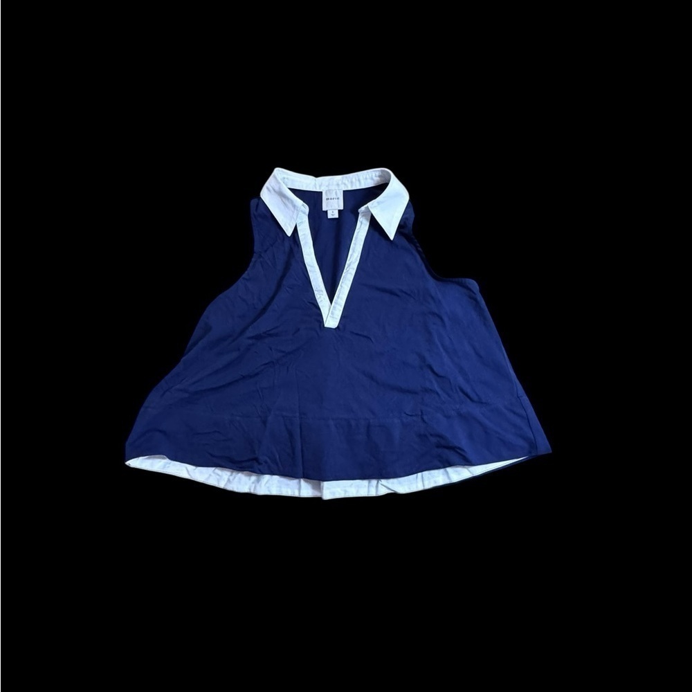 Maeve Navy and White Sleeveless Tank Top wt3